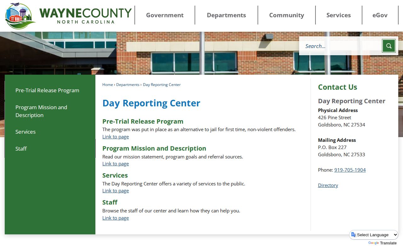 Wayne County 24-hour release Day Reporting Center source