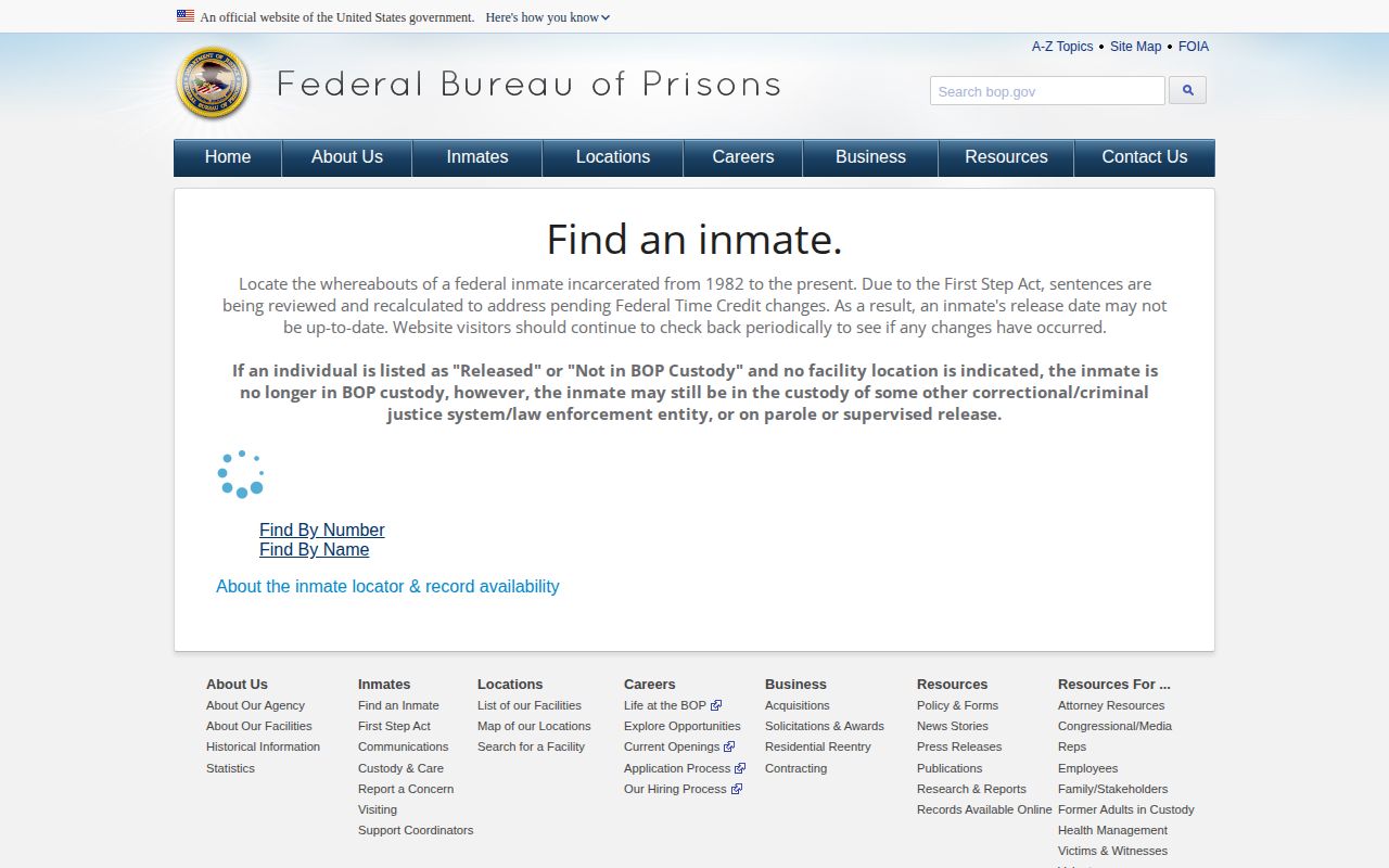 BOP federal inmate release locator for Wayne County