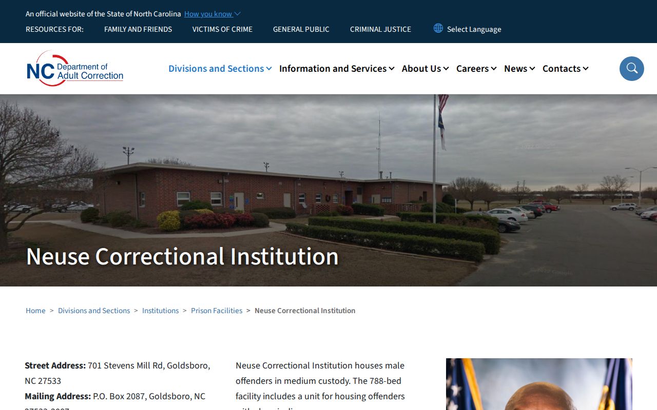 Neuse Correctional Institution release and offender record source