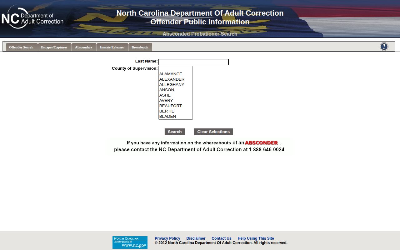Wayne County parole and probation NCDAC absconder search
