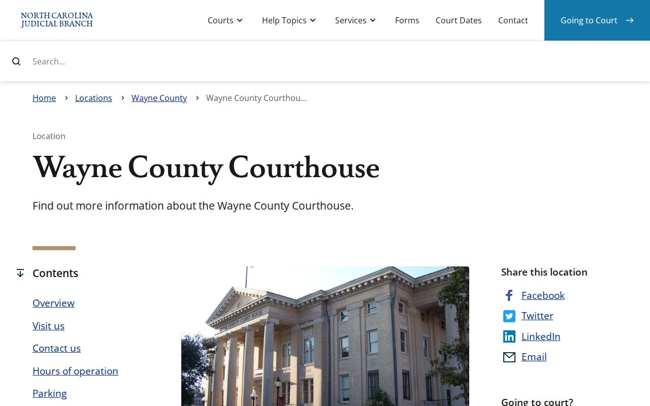 Wayne County Courthouse release records contact page